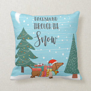 Dachshund Through The Snow funny dog lover Cushion