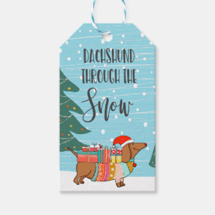Dachshund Through The Snow funny dog lover Gift Tags