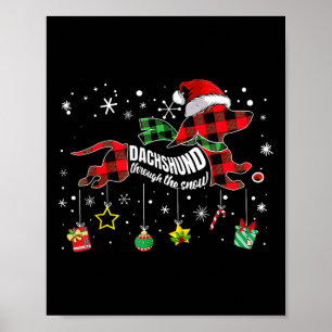Dachshund Through The Snow Funny Dog Plaid Christm Poster