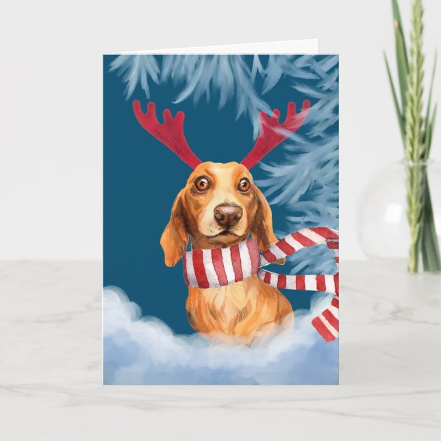 Dachshund Through The Snow Holiday Card (Front)