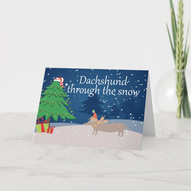 Dachshund Through The Snow Holiday Card (Front)