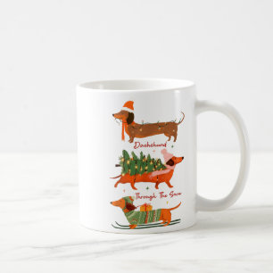 Dachshund Through The Snow Merry Christmas Dachshu Coffee Mug
