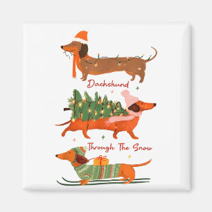 Dachshund Through The Snow Merry Christmas Dachshu Magnet