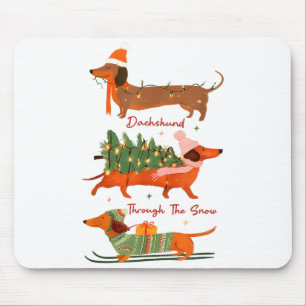 Dachshund Through The Snow Merry Christmas Dachshu Mouse Mat