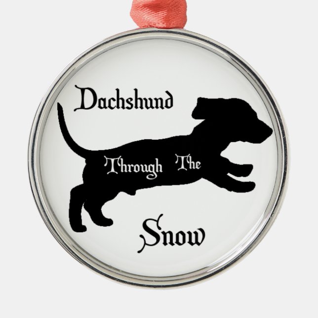 Dachshund through the snow metal tree decoration (Front)