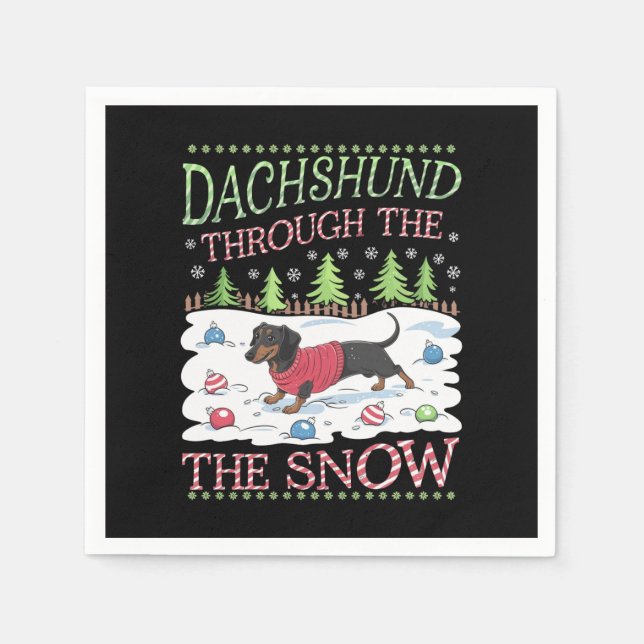 Dachshund Through the Snow Napkin (Front)