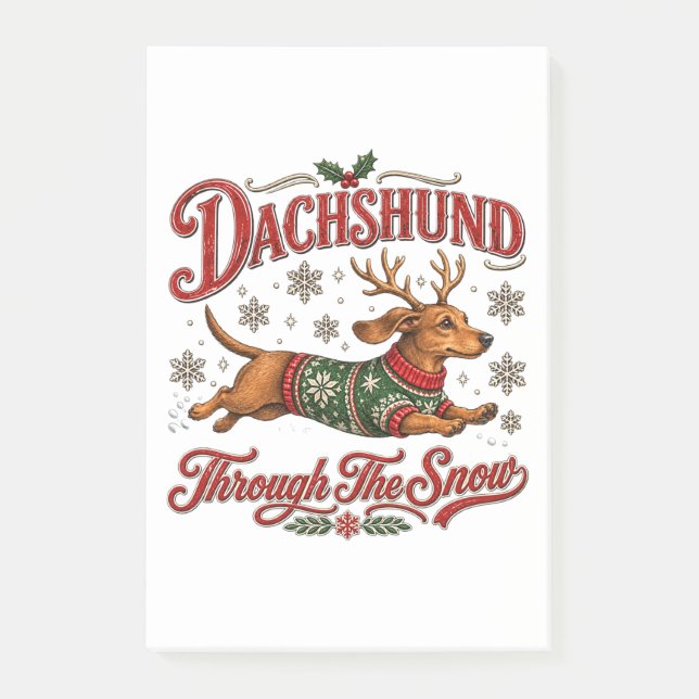 Dachshund Through the Snow Post-it Notes (Front)