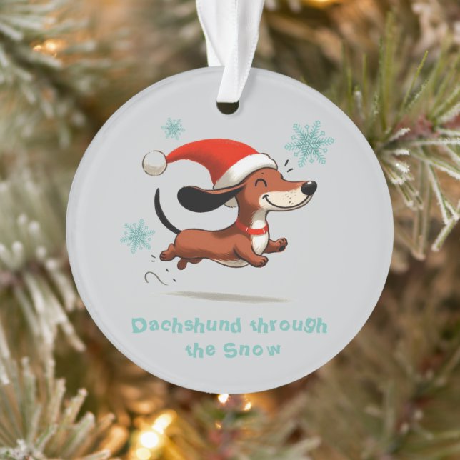 Dachshund through the Snow puppy dog Christmas Ornament (Tree)