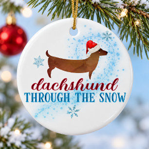 Dachshund Through the Snow Santa Dog Christmas Ceramic Tree Decoration