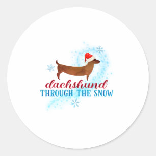 Dachshund Through The Snow Santa Dog Christmas  Classic Round Sticker