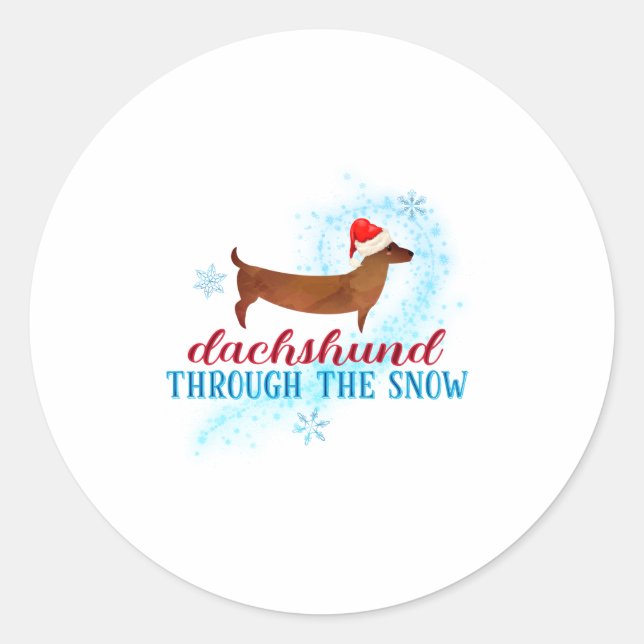 Dachshund Through The Snow Santa Dog Christmas  Classic Round Sticker (Front)