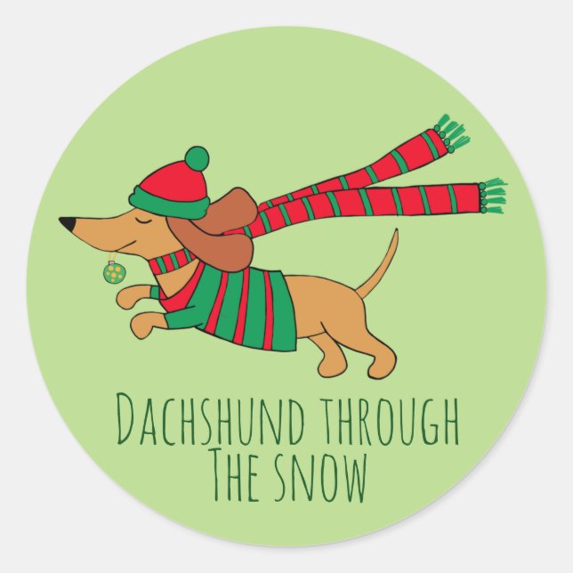 Dachshund Through the Snow Sticker  (Front)