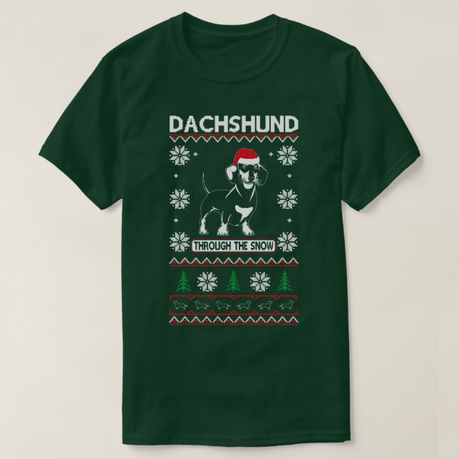 Dachshund Through The Snow T-Shirt (Design Front)