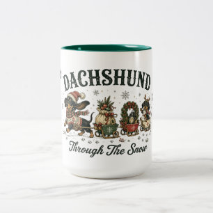 Dachshund Through The Snow Two-Tone Coffee Mug