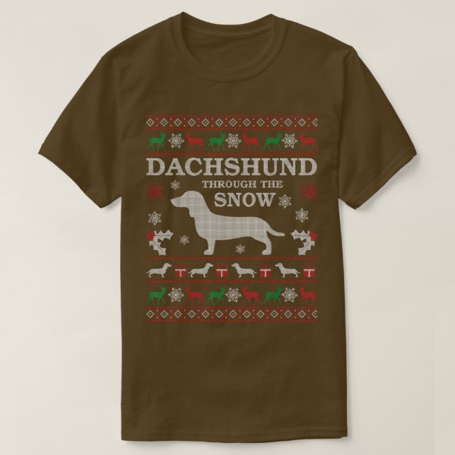 Dachshund Through the Snow Ugly Christmas Sweater  (Design Front)