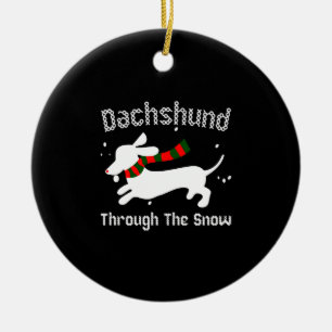 Dachshund Through The Snow Ugly Christmas Sweater Ceramic Tree Decoration