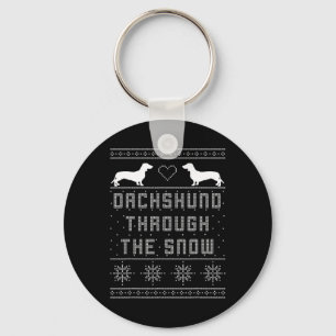 Dachshund Through The Snow Ugly Christmas Sweater  Key Ring