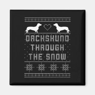 Dachshund Through The Snow Ugly Christmas Sweater  Magnet