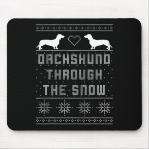 Dachshund Through The Snow Ugly Christmas Sweater Mouse Mat