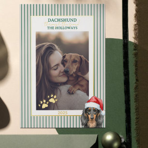 Dachshund through the Snow Watercolor Foil Holiday Card