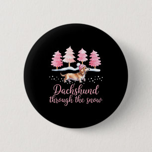 Dachshund Through The Snow Wiener Dog Christmas  6 Cm Round Badge