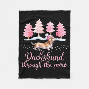 Dachshund Through The Snow Wiener Dog Christmas  Fleece Blanket