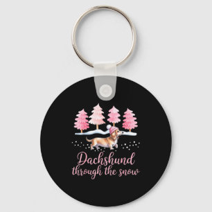 Dachshund Through The Snow Wiener Dog Christmas Key Ring