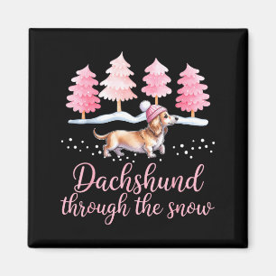 Dachshund Through The Snow Wiener Dog Christmas Magnet
