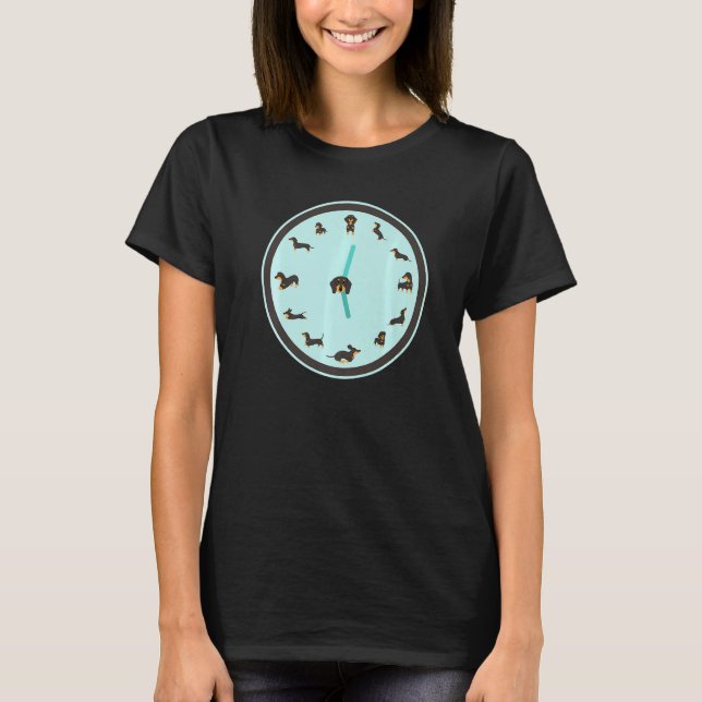 Dachshund Time Cute Dachshund Wiener Dog Clock T-Shirt (Front)