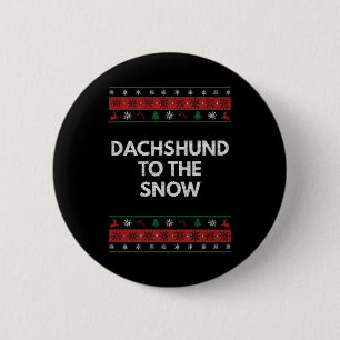 Dachshund to the Snow Christmas Dog Lover Xmas Pet 6 Cm Round Badge