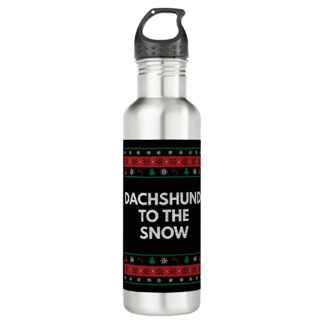 Dachshund to the Snow Christmas Dog Lover Xmas Pet 710 Ml Water Bottle (Front)