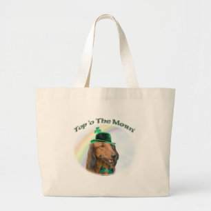 Dachshund Top of the Morn'; Dachshund St. Patrick Large Tote Bag
