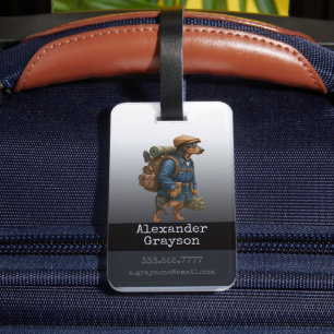 Dachshund Trail Blazer Hiker Personalized Luggage Tag