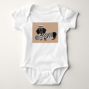 Dachshund Treat Thief Jailbird Baby Bodysuit