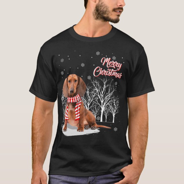 Dachshund Tree Merry Christmas Dachshund Xmas For  T-Shirt (Front)