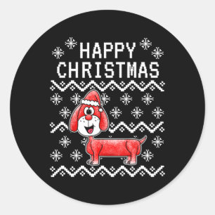 Dachshund Ugly Christmas Dog Classic Round Sticker