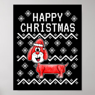 Dachshund Ugly Christmas Dog Poster