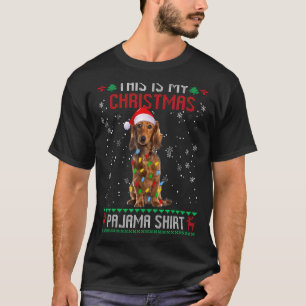 Dachshund Ugly Christmas Tree Lights Family Xmas D T-Shirt