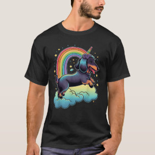 Dachshund Unicorn on Rainbow Unicorn Dachshund T S T-Shirt