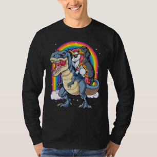 Dachshund Unicorn Riding Dinosaur T rex Gifts Wome T-Shirt