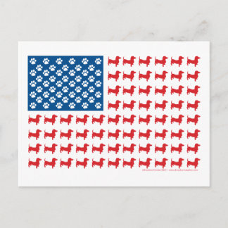 Dachshund USA Patriotic Flag Postcard