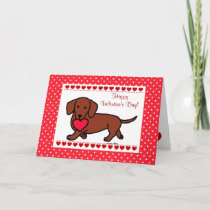 Dachshund Valentine Cartoon Holiday Card
