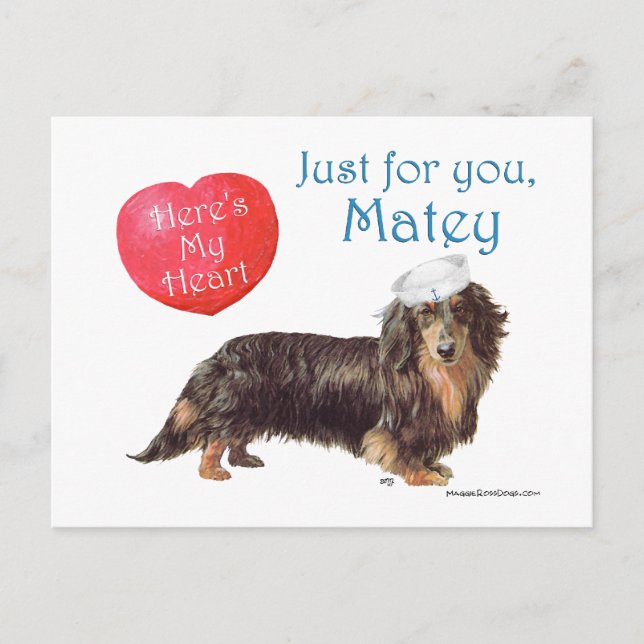Dachshund Valentine Holiday Postcard (Front)