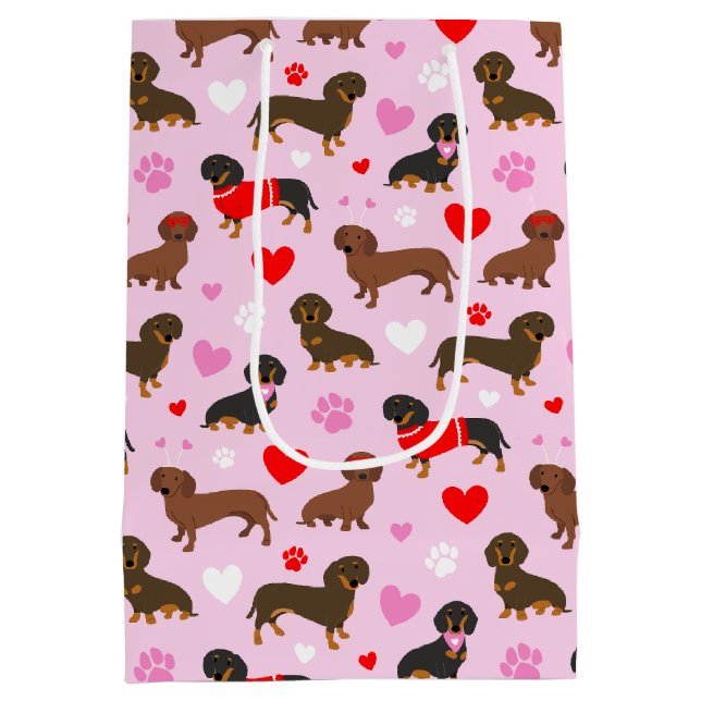 Dachshund Valentine Medium Gift Bag (Back)