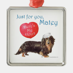 Dachshund Valentine Metal Tree Decoration