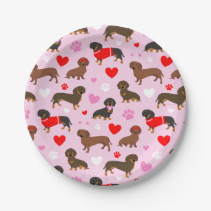 Dachshund Valentine Paper Plate