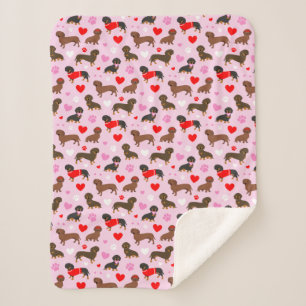 Dachshund Valentine Sherpa Blanket