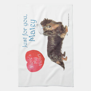 Dachshund Valentine Tea Towel