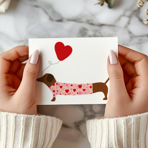 Dachshund Valentine, Valentine's Day Pink and Red Card