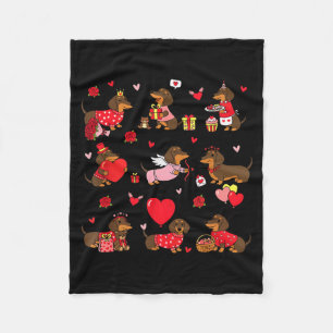 Dachshund Valentines Cute Dog Wiener Dog Love Fleece Blanket
